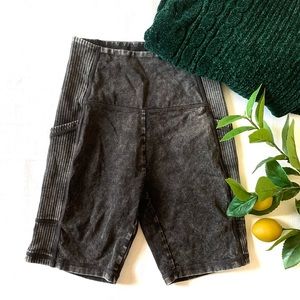 AERIE OFFLINE Gray Acid Wash Bike Shorts